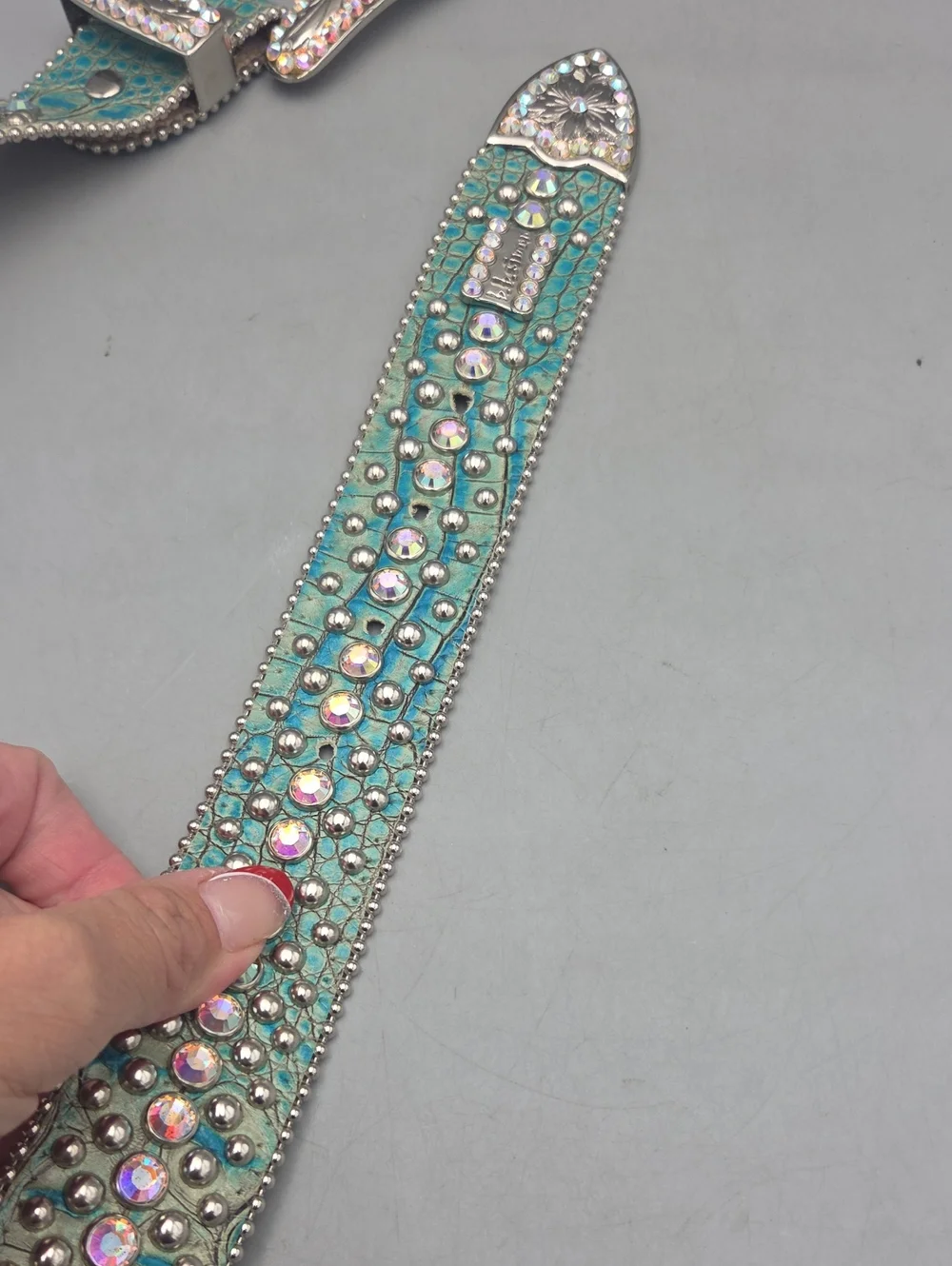 BB Simon Swarovski Belt Aqua Green Light Teal Women Medium